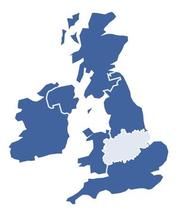 Midlands region in UK map