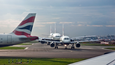 Take off queue, Heathrow, 10 Sept