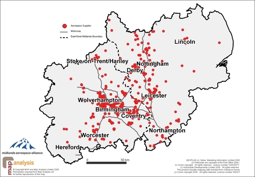 Midlands aerospace cluster map